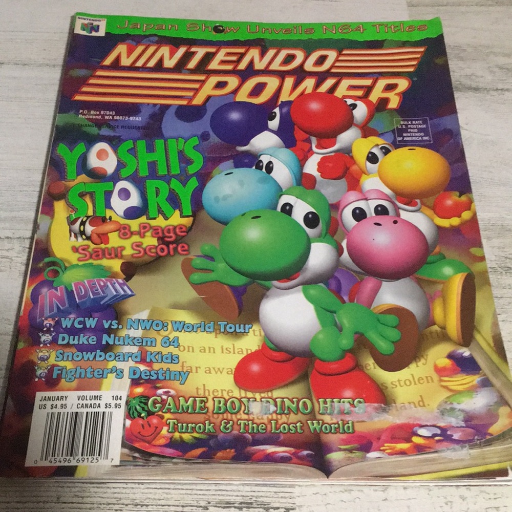 Nintendo Power Yoshi’s Story Hottest Previews of ‘98 vintage January 1998